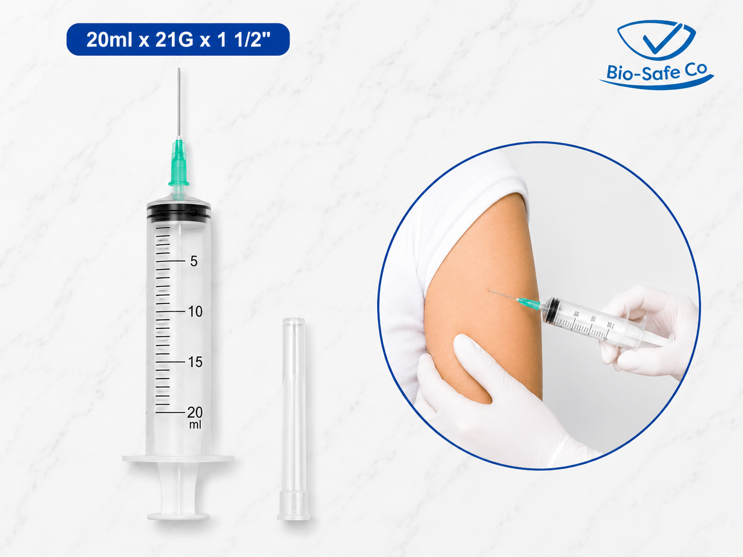 Jeringa 20ml x 21G x 1 1/2 JERINGA HIPODERMICA 20ml. Luer Lock. Caja X 50 Und - Image 1