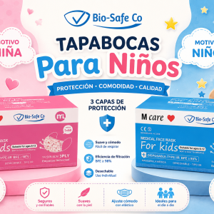 TAPABOCAS KIDS EN EMPAQUE INDIVIDUAL MOTIVO NIÑO - NIÑA CAJ X 50 UND